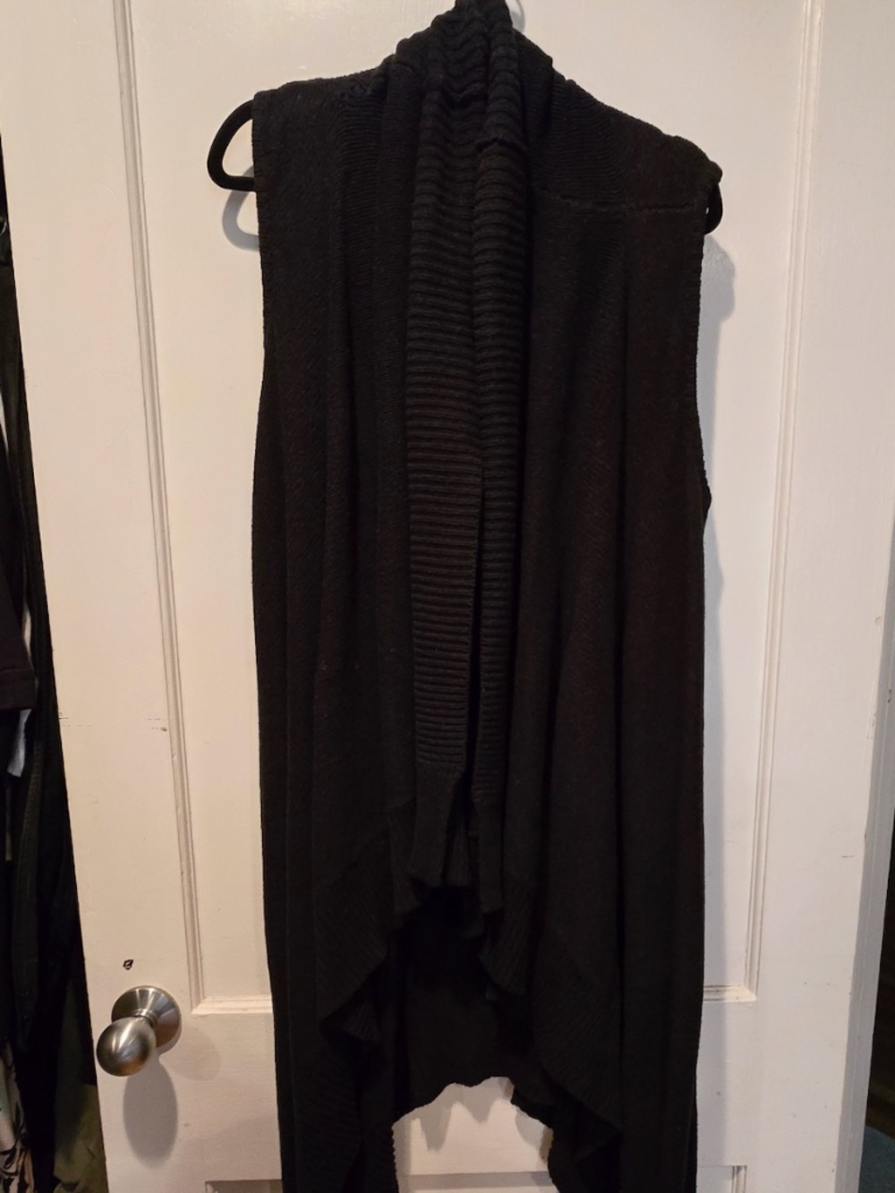 Acrobat Long Black Sleeveless Cardigan - Size M
